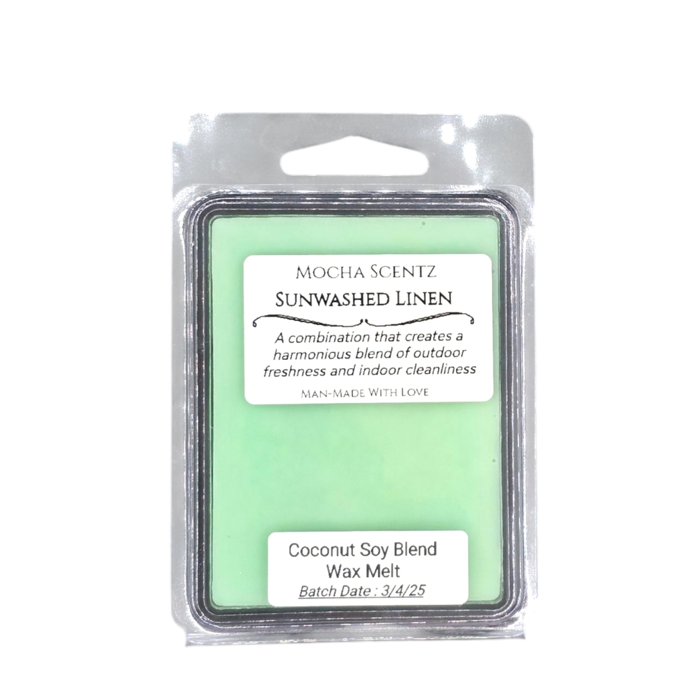 Handmade 2oz Sunwashed Linen Coconut/Soy Wax Melt - Green - Picture 2 of 3
